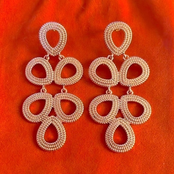 Brand New Chevaux Rose Gold Tone Bold Statement Drop Earrings - Picture 8 of 12